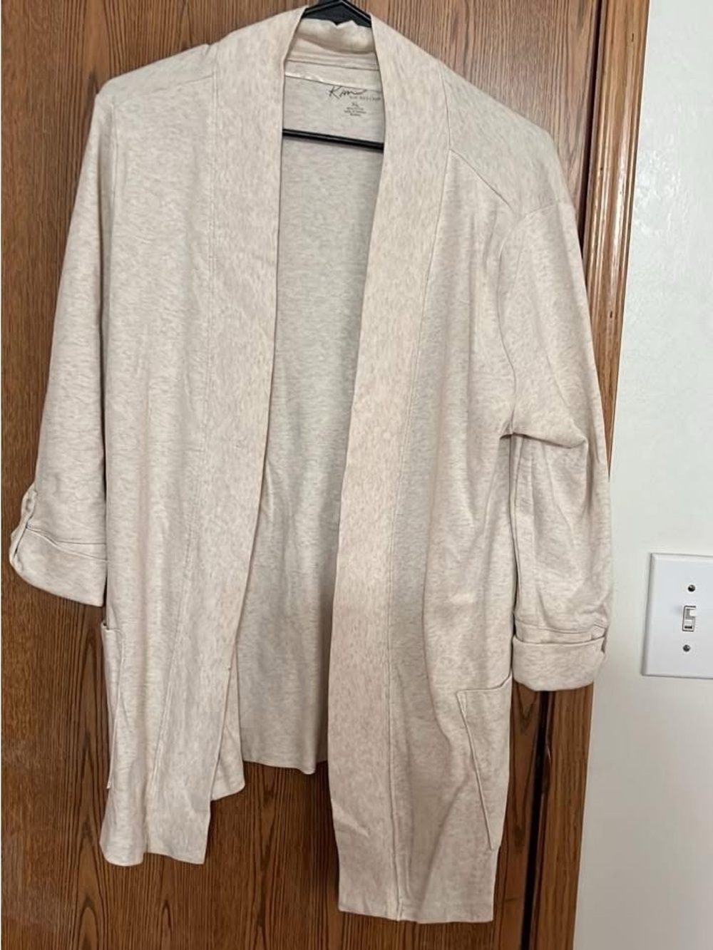 Light Beige Open-Front Women's Cardigan Sweater